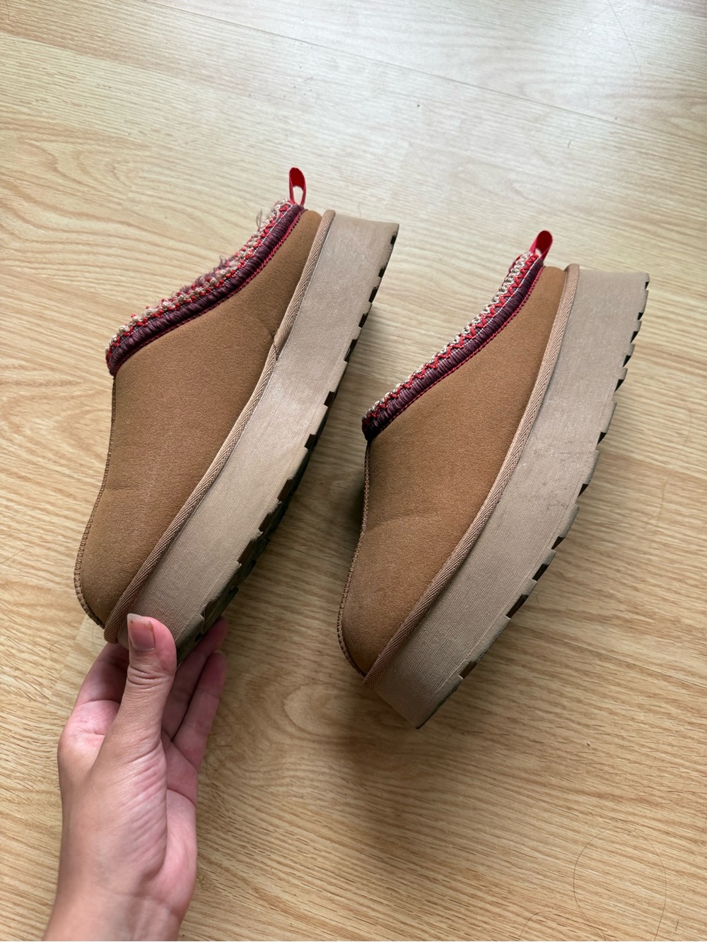Source Unknown Tan Platform Slip-On Clog with Red Trim